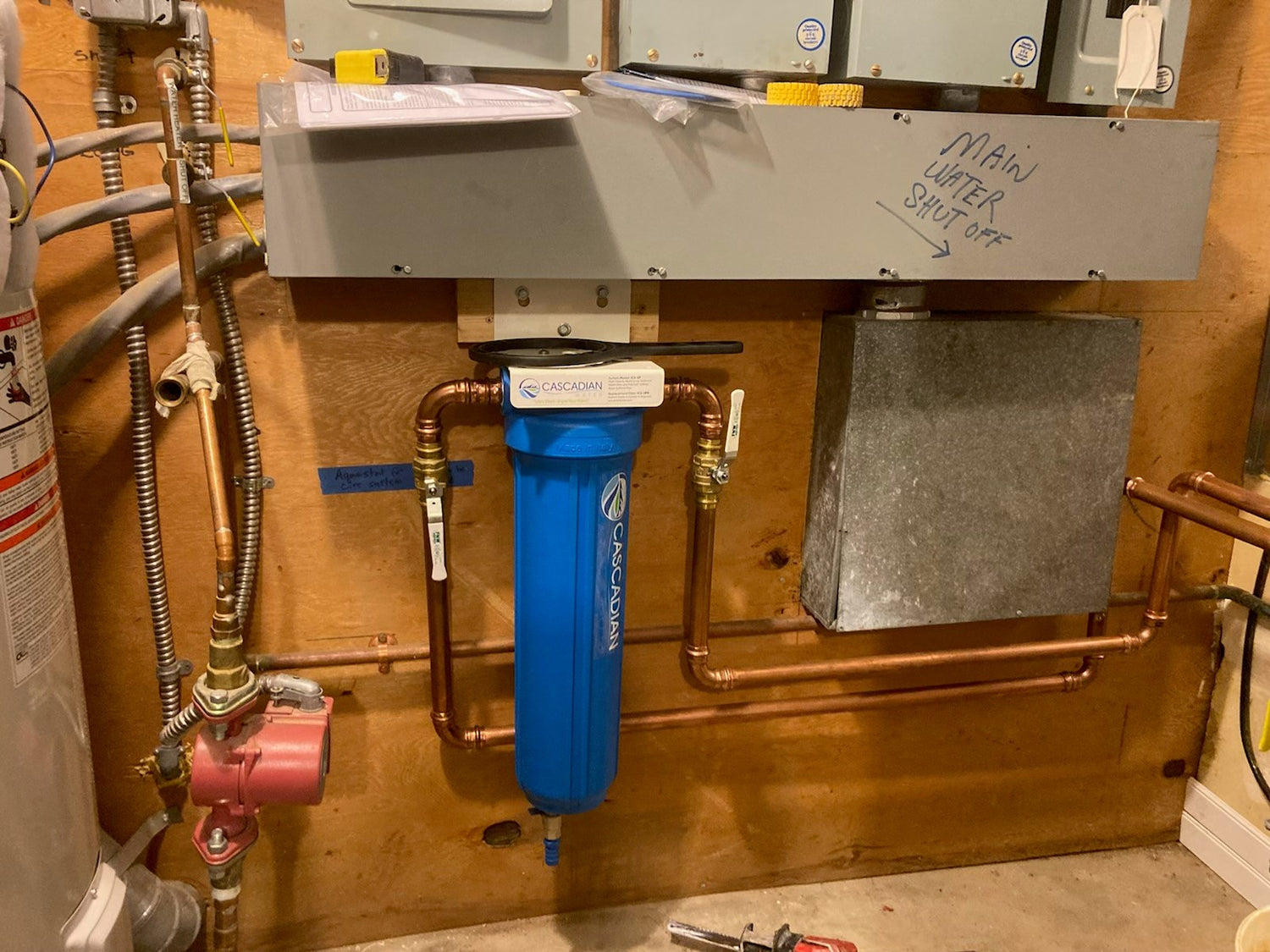 Cascadian Water ICS Softener installed in electrical room